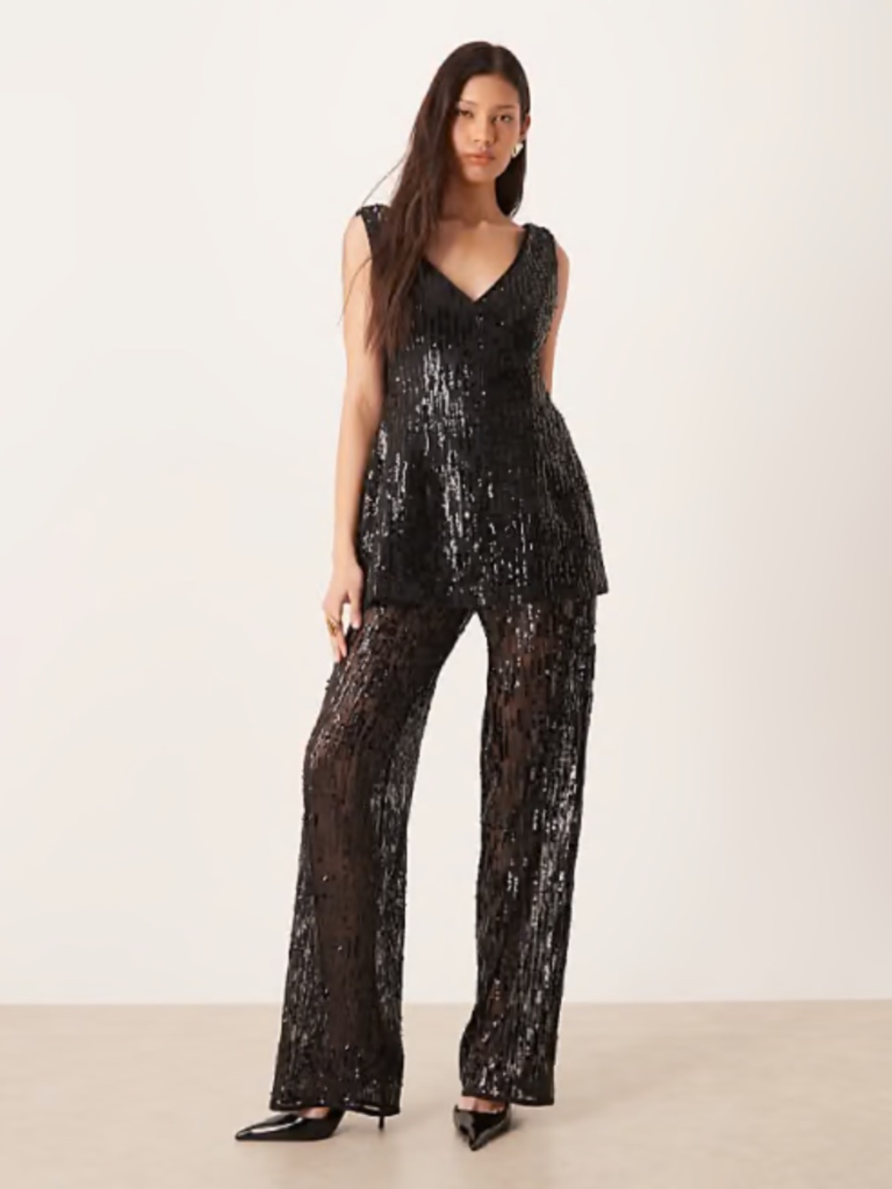 Asos Design peplum top & win leg pant - 14